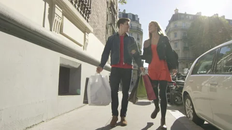 Couple shopping while in the city. Stock Footage 63019298