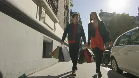 Couple shopping while in the city. Stock Footage 63030239