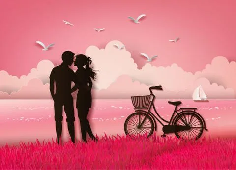 Couple silhouette. Stock Illustration