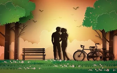 Couple silhouette. Stock Illustration