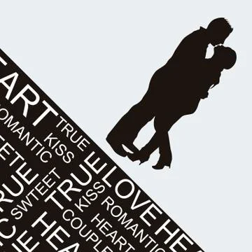 Couple silhouette over gray background. vector illustration Ilustração Stock