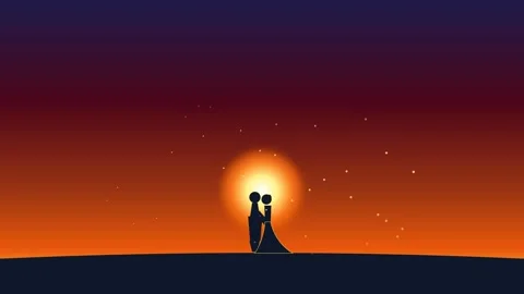 Couple Silhouette Sunset Dance Loop with a slow sway motion against a 4K Loop Stock Footage 346357347