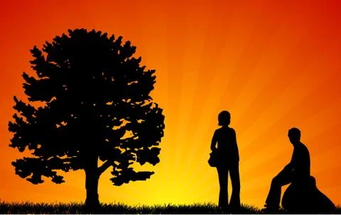 Couple silhouettes Illustrazione stock