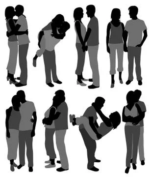 Couple silhouettes Stock Illustration