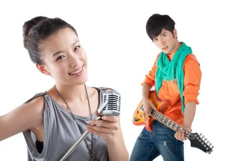 A couple singing affectionately Stock Photos