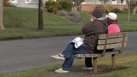 Couple Sits On A Bench Aberdeen Stock Footage 126838474