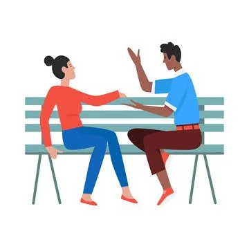 Couple sitting on a bench Illustration
