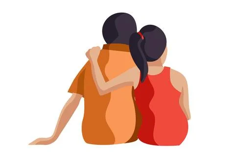 Couple sitting close romantic pose. Love Stock Illustration