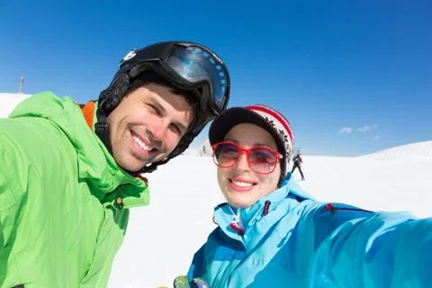 Couple skiing. Stock Photos