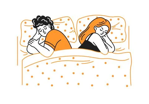 Couple Sleeping Back to Back Illustration Stock Illustration
