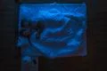 The couple sleeping on a bed. Evening night time. View from above Photo