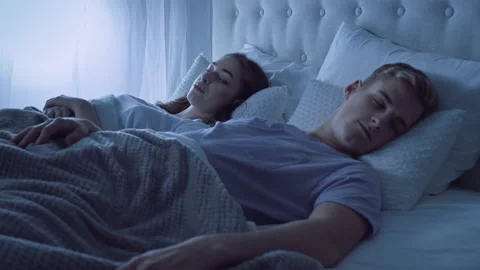 Couple Sleeping in Bed in Night. Man Sle... | Stock Video | Pond5