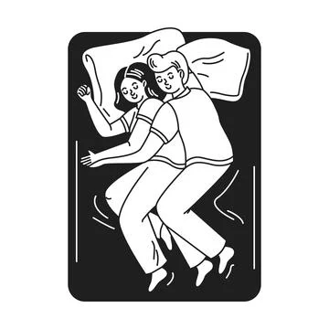 Couple Sleeping in Cozy Cuddle Position Stock Illustration