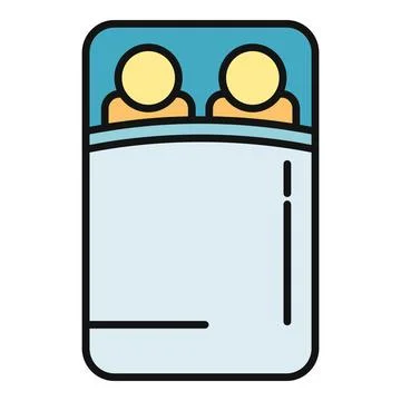 Couple sleeping in a double bed minimal icon Ilustração Stock