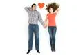 The couple sleeping near the heart sign. View from above Photo