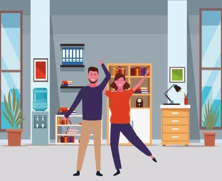 Couple smiling cartoon Ilustración de archivo