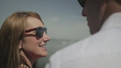 Couple smiling at each other. (slow motion) Stock Footage 40273512