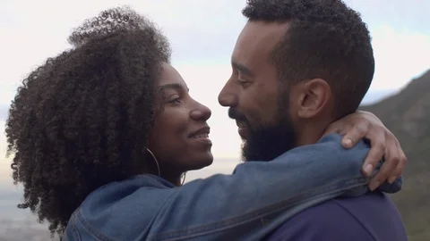 Couple smiling at each other while hugging Video stock 107374367