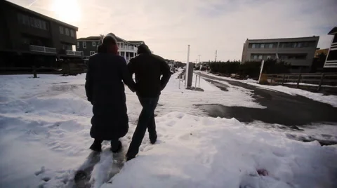 Couple in the Snow Stock Footage 1019121