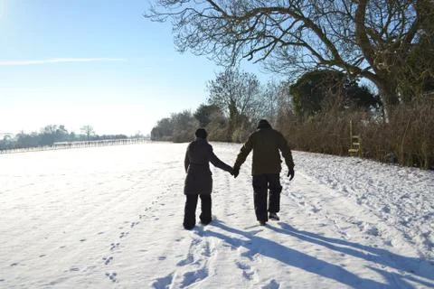 Couple in snow 스톡 사진