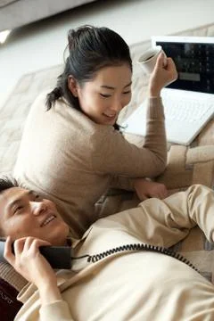A couple snuggled up together Stock Photos