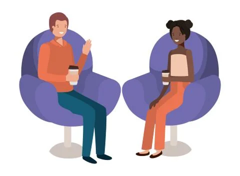 Couple in sofa drinking coffee Stock Illustration