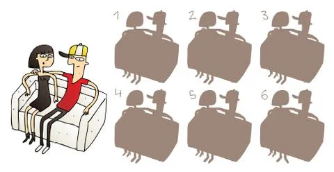 Couple on Sofa Shadows Visual Game Stock Illustration