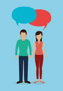 Couple with speech bubble Stock Illustration