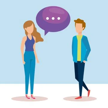 Couple with speech bubbles vector illustration design vector illustrator 스톡 일러스트