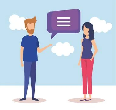 Couple with speech bubbles vector illustration design vector illustrator Stock Illustration