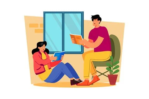 A couple spends the day doing activities they both enjoy Ilustração Stock