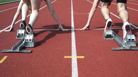 Couple sprint start Stock Footage 38622656