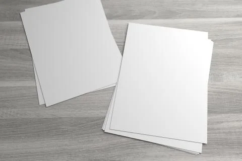 Couple of stacks of flyers or leaflets 3D illustrationon mock-up Stock-Illustration