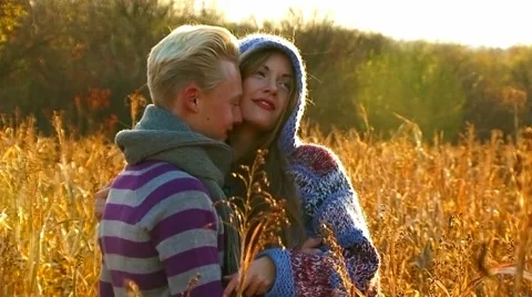 Couple Standing In Field Stock Footage 52700156