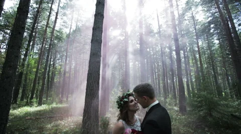 Couple standing in the forest Video stock 60006967