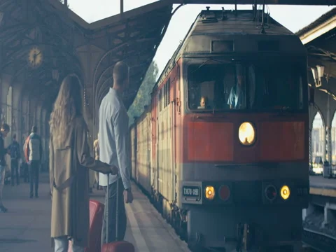 Couple Standing On Platform Video stock 78793508