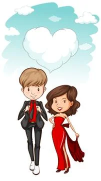 Couple standing side by side Stock Illustration