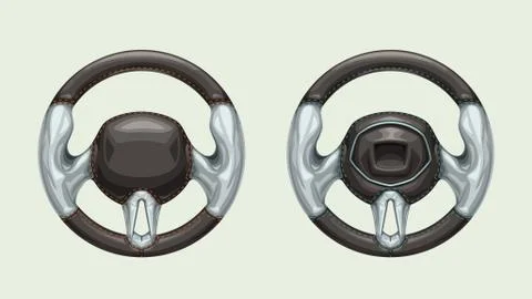 Couple steering wheels on white Stock Illustration