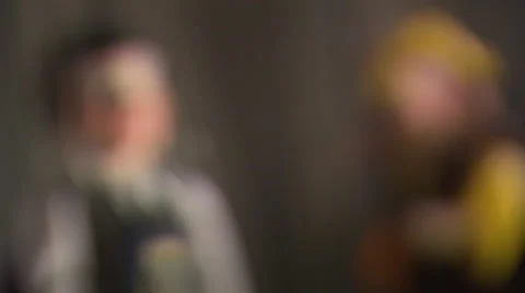 Couple of string puppets (slow rack focus) Stock Footage 58662319