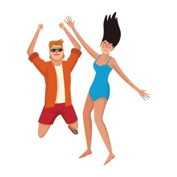 Couple in summer Ilustración de archivo