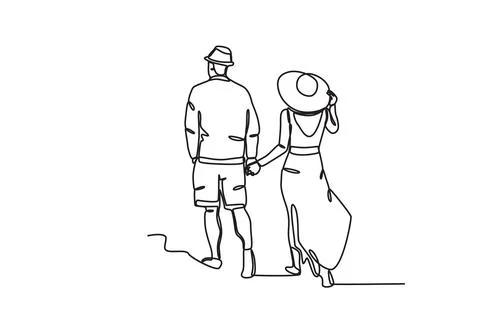 A couple on summer vacation Stock Illustration