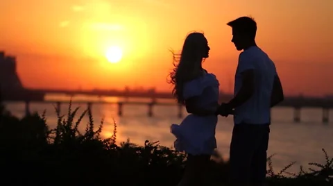Couple on sunset Stock Footage 50035869