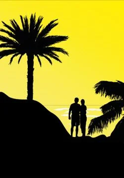 Couple at sunset Stock Illustration