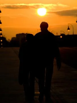 Couple at sunset 스톡 사진