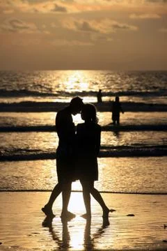 Couple on sunset. Stock Photos