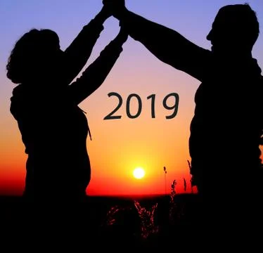 Couple at sunset Stock Photos