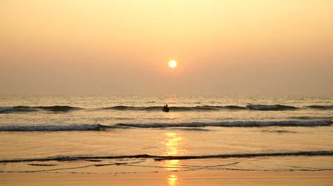 Couple in sunset sea. Stock Footage 65138705