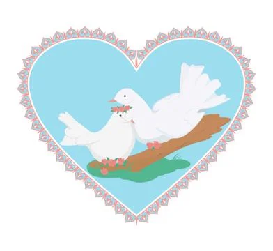Couple sweety white doves Stock Illustration