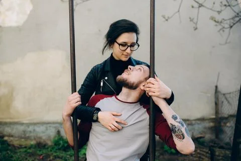 Couple on a swing Stock Photos