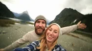 Couple Takes Vacation Selfie In New Zealand  Stock Footage